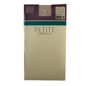 NOS Petite Sophisticate Size B Evening Sand Control Top Pantyhose Silken Sheer
